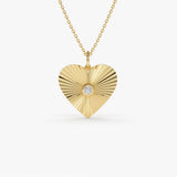 14K Diamond-Cut Heart Shape Disc Ray Pendant 14K Gold Ferkos Fine Jewelry