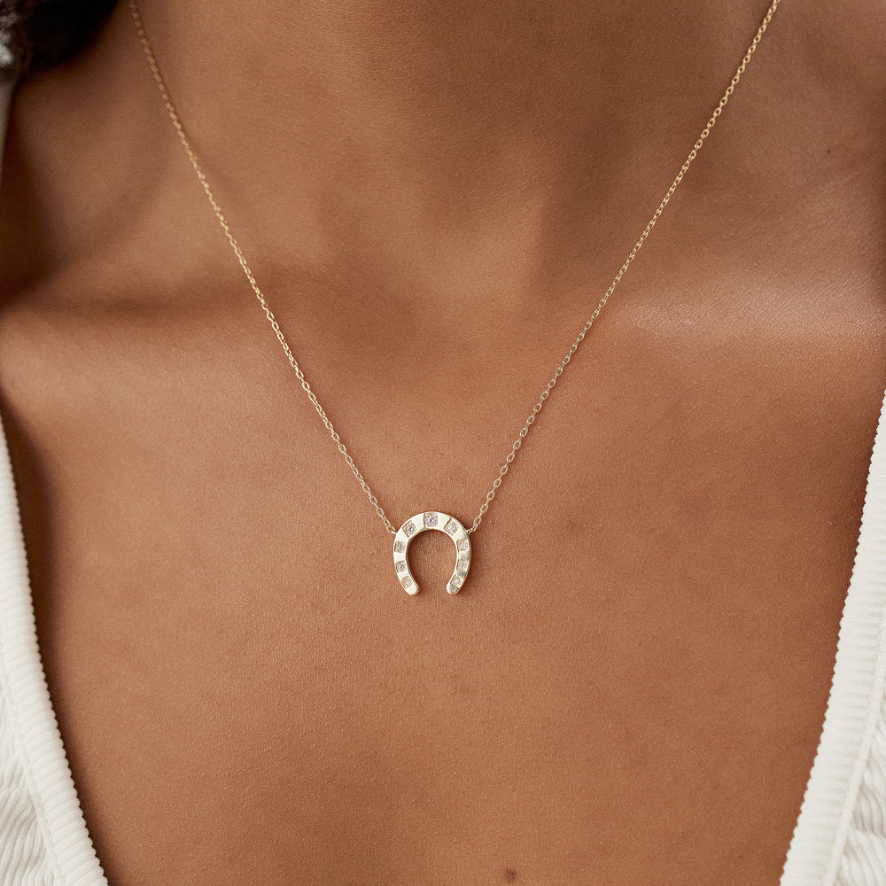 Hallmarked 9ct Gold and Genuine Diamond Horseshoe Necklace | A Touch of  Silver