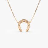 14k Good Luck Diamond Horseshoe Necklace 14K Rose Gold Ferkos Fine Jewelry