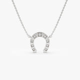 14k Good Luck Diamond Horseshoe Necklace 14K White Gold Ferkos Fine Jewelry