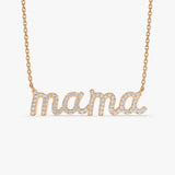 14k Diamond Script Mama Necklace 14K Rose Gold Ferkos Fine Jewelry