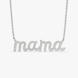 14k Diamond Script Mama Necklace 14K White Gold Ferkos Fine Jewelry