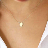 14k Gold Tiny Hamsa Necklace  Ferkos Fine Jewelry