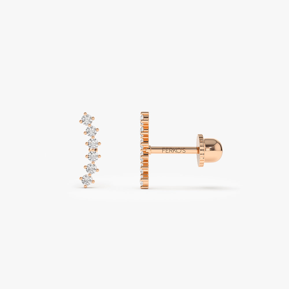 14k Curved Diamond Cluster Helix Piercing 14K Rose Gold Ferkos Fine Jewelry