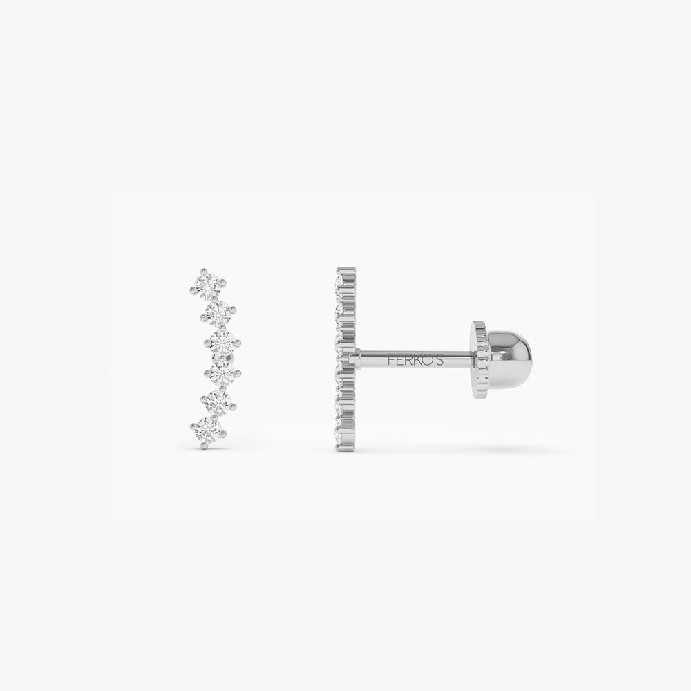 14k Curved Diamond Cluster Helix Piercing 14K White Gold Ferkos Fine Jewelry