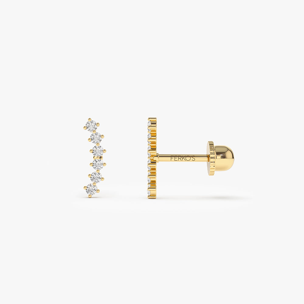 14k Curved Diamond Cluster Helix Piercing 14K Gold Ferkos Fine Jewelry