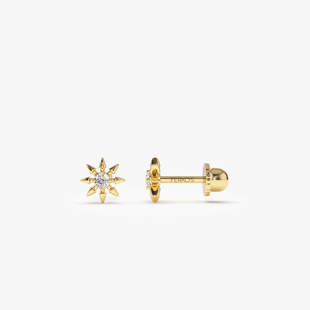 14k Gold Star Diamond Helix Piercing 14K Gold Ferkos Fine Jewelry