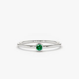 14k Gold Solitaire Emerald Gemstone Ring 14K White Gold Ferkos Fine Jewelry