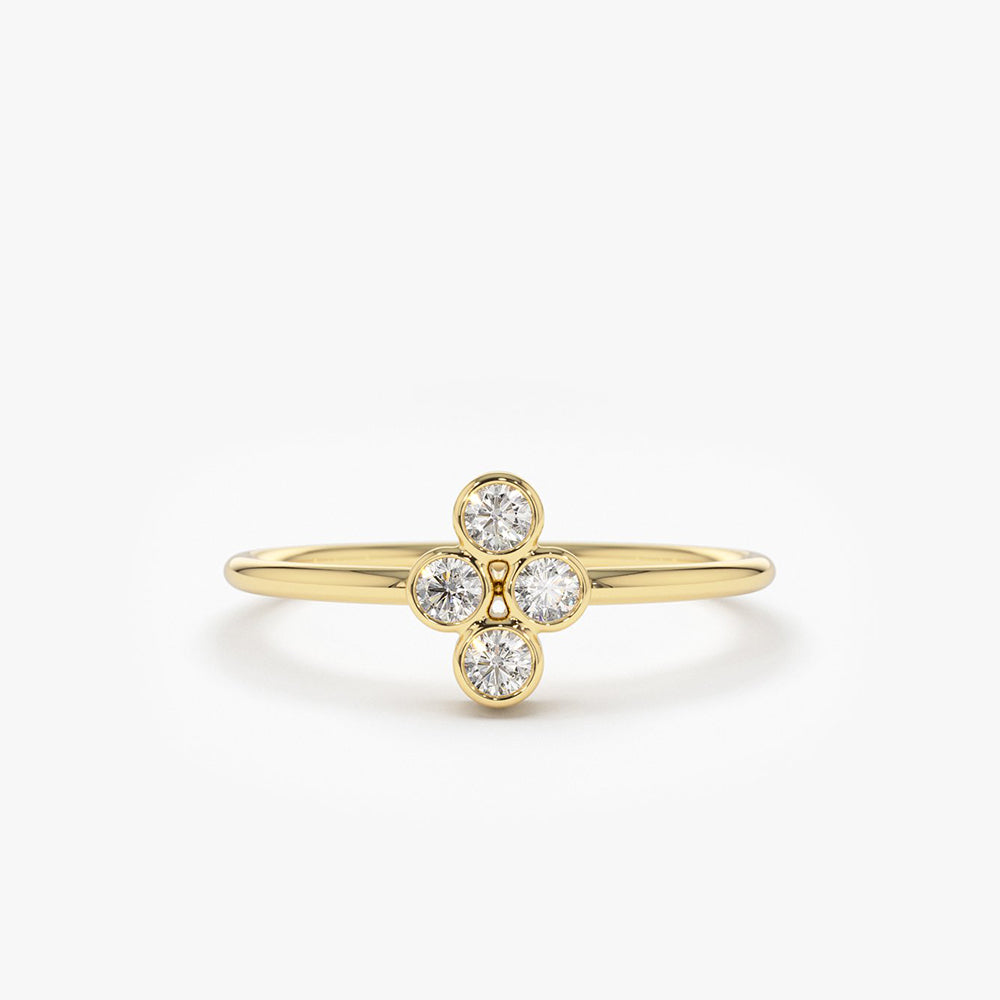 14K Gold Bezel Setting Quad Diamond Ring 14K Gold Ferkos Fine Jewelry
