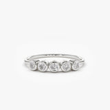 14K Gold Bezel Set Diamond Wedding Band 14K White Gold Ferkos Fine Jewelry