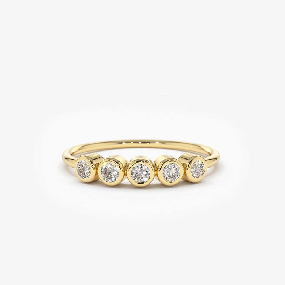 14K Gold Bezel Set Diamond Wedding Band 14K Gold Ferkos Fine Jewelry
