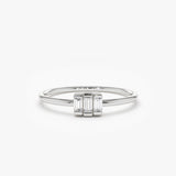 14K Gold Baguette Trio Diamond Ring 14K White Gold Ferkos Fine Jewelry