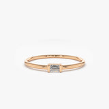 14K Single Baguette Solitaire Diamond Ring 14K Rose Gold Ferkos Fine Jewelry