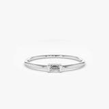 14K Single Baguette Solitaire Diamond Ring 14K White Gold Ferkos Fine Jewelry