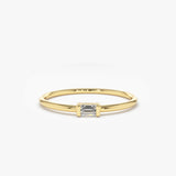14K Single Baguette Solitaire Diamond Ring 14K Gold Ferkos Fine Jewelry