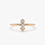 14K Gold Baguette and Round Cut Diamond Ring 14K Rose Gold Ferkos Fine Jewelry