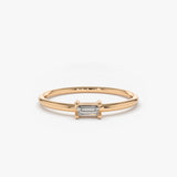 14K Gold Single Baguette Diamond Ring 14K Rose Gold Ferkos Fine Jewelry