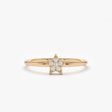14K Gold Star Shaped Diamond Ring 14K Rose Gold Ferkos Fine Jewelry