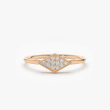 14K Gold Diamond Shape Micro Pave Ring 14K Rose Gold Ferkos Fine Jewelry
