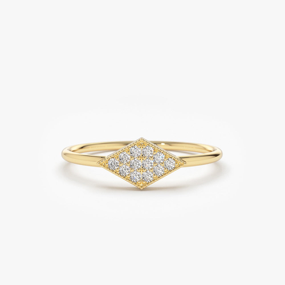 Open on sale Shape 14k Solid Gold Diamond Rings. Genuine handmade pave diamond Rings.