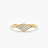 14K Gold Diamond Shape Micro Pave Ring 14K Gold Ferkos Fine Jewelry