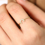 14K Horseshoe Ring with Round Cut White Diamonds  Ferkos Fine Jewelry