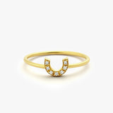14K Horseshoe Ring with Round Cut White Diamonds 14K Gold Ferkos Fine Jewelry