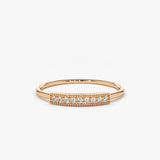 14K Gold Single Row Pave Diamond Ring 14K Rose Gold Ferkos Fine Jewelry