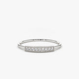 14K Gold Single Row Pave Diamond Ring 14K White Gold Ferkos Fine Jewelry
