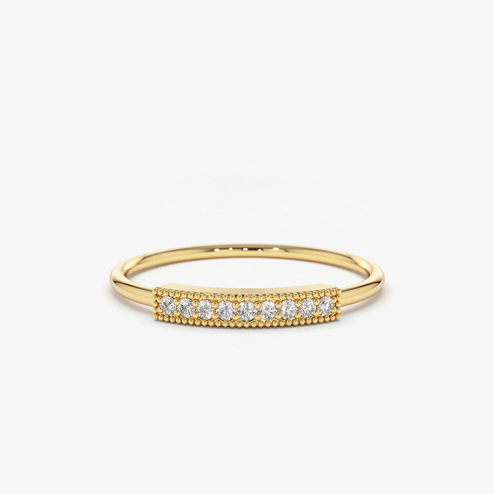 14K Gold Single Row Pave Diamond Ring 14K Gold Ferkos Fine Jewelry