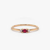 14K Mini Oval Ruby Ring with Diamonds 14K Rose Gold Ferkos Fine Jewelry