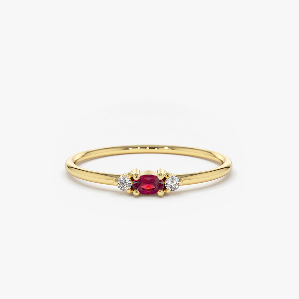 14K Mini Oval Ruby Ring with Diamonds 14K Gold Ferkos Fine Jewelry