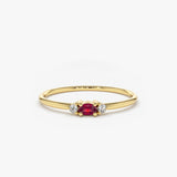 14K Mini Oval Ruby Ring with Diamonds 14K Gold Ferkos Fine Jewelry