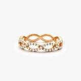 14K Gold Micro Pave Set Diamond Infinity Ring 14K Rose Gold Ferkos Fine Jewelry