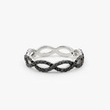 14k Black Diamond Micro Pave Ring 14K White Gold Ferkos Fine Jewelry