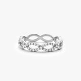 14K Gold Micro Pave Set Diamond Infinity Ring 14K White Gold Ferkos Fine Jewelry