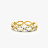 14K Gold Micro Pave Set Diamond Infinity Ring 14K Gold Ferkos Fine Jewelry