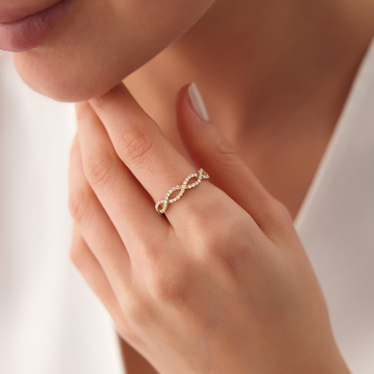 14K Gold Micro Pave Set Diamond Infinity Ring – Ferkos Fine Jewelry