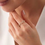 14K Gold Micro Pave Set Diamond Infinity Ring  Ferkos Fine Jewelry