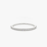 14K Gold Half Eternity Micro Pave Diamond Ring 14K White Gold Ferkos Fine Jewelry