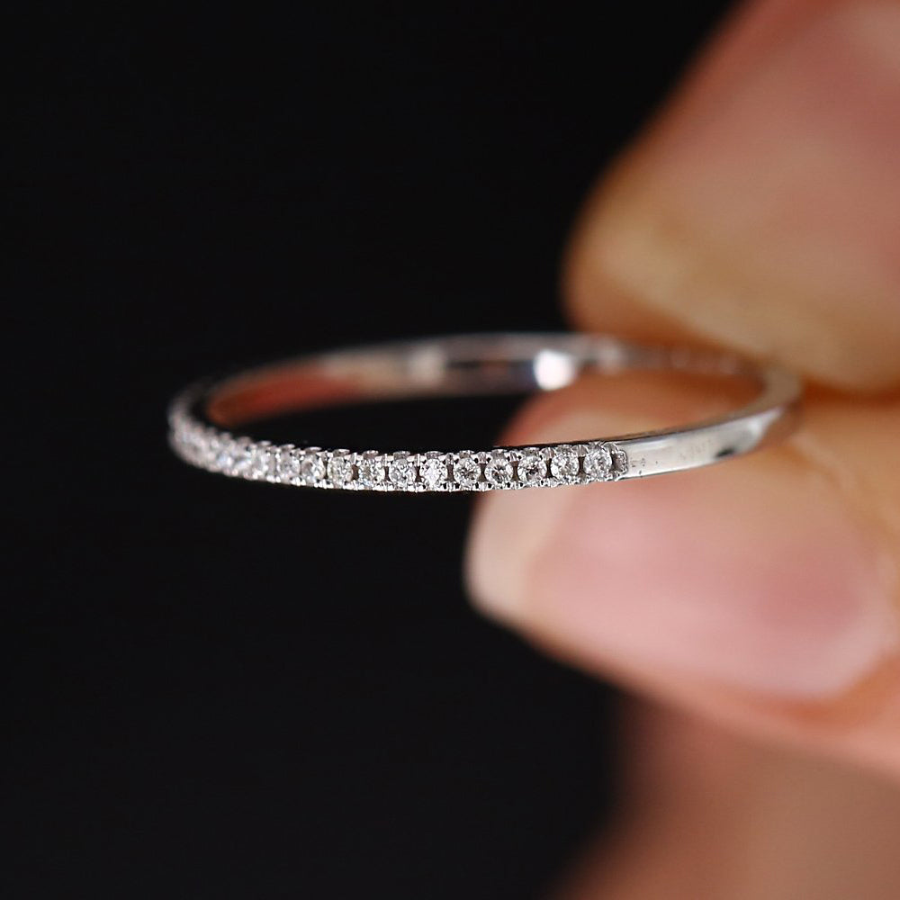 14K Gold Half Eternity Micro Pave Diamond Ring – FERKOS FJ