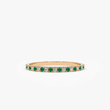14K Emerald and Diamond Alternating Eternity Ring 14K Rose Gold Ferkos Fine Jewelry