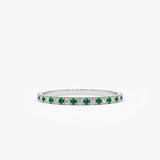 14K Emerald and Diamond Alternating Eternity Ring 14K White Gold Ferkos Fine Jewelry