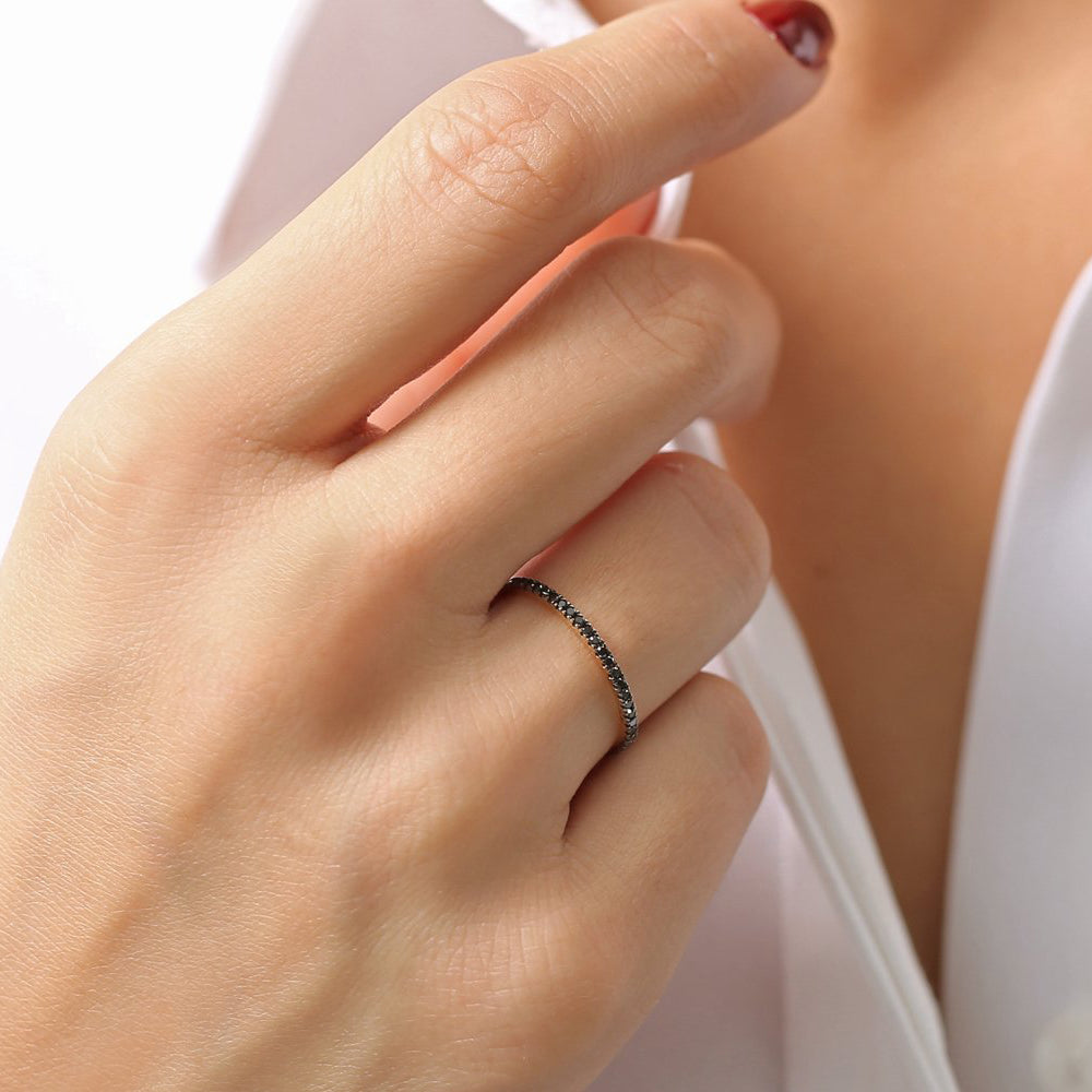 Natural Black Diamond Engagement Ring White Gold Halo Diamond Pear Ring |  La More Design