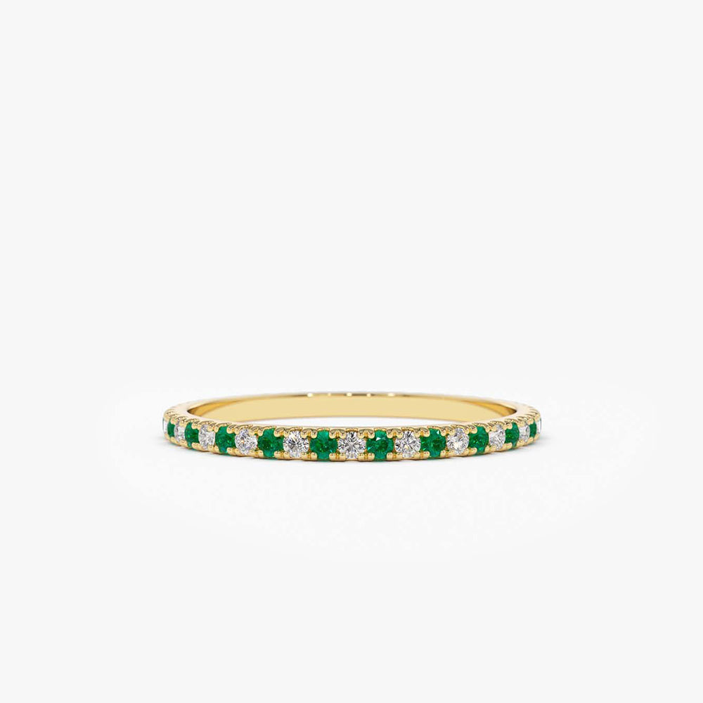 14K Emerald and Diamond Alternating Eternity Ring 14K Gold Ferkos Fine Jewelry