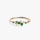14k Emerald and Diamond Cluster Ring 14K Rose Gold Ferkos Fine Jewelry