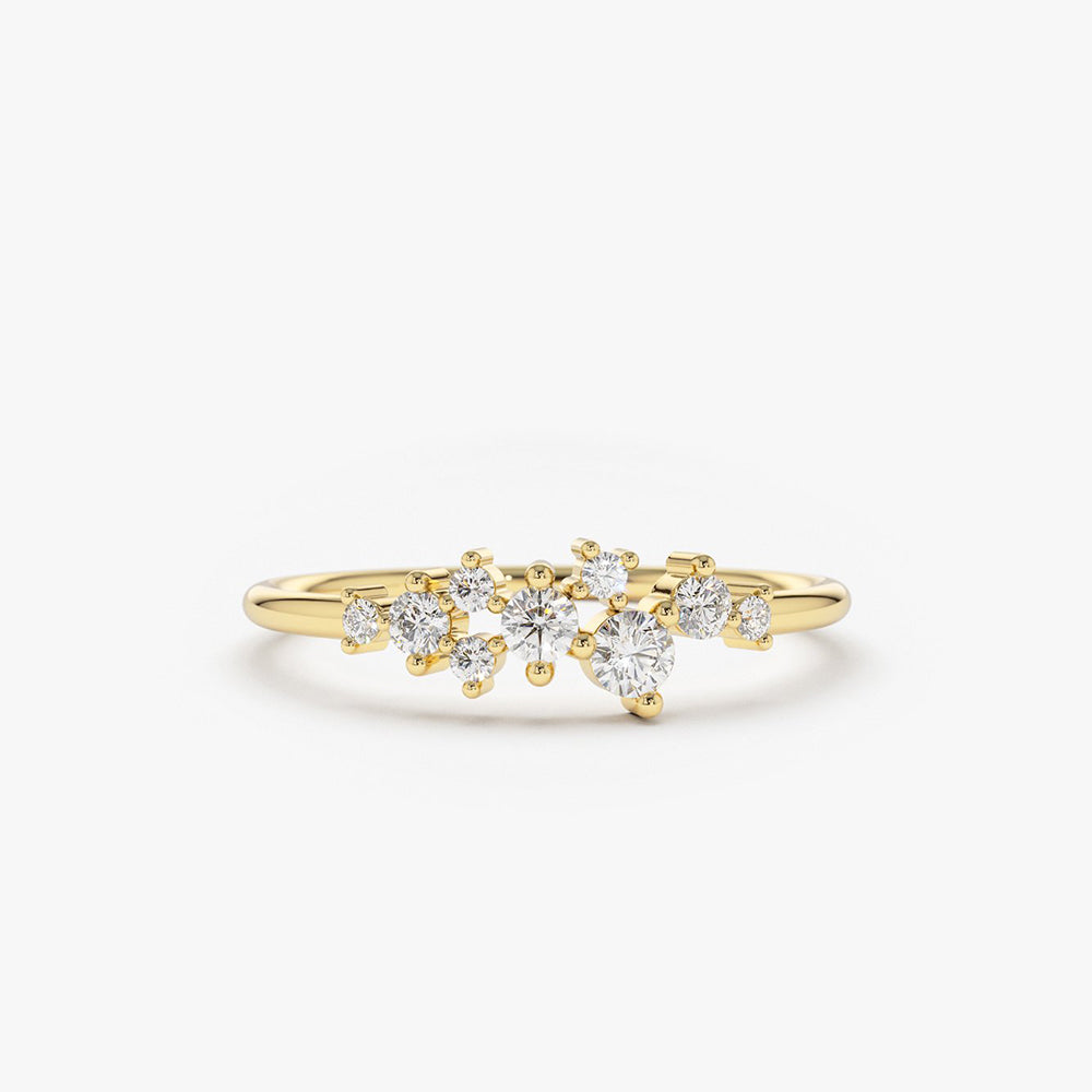 14k Gold Diamond Cluster Ring 14K Gold Ferkos Fine Jewelry