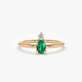 14K Gold Oval Emerald and Diamond Ring 14K Rose Gold Ferkos Fine Jewelry