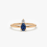 14K Gold Oval Sapphire and Diamond Ring 14K Rose Gold Ferkos Fine Jewelry
