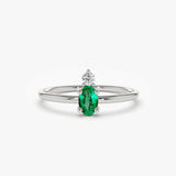 14K Gold Oval Emerald and Diamond Ring 14K White Gold Ferkos Fine Jewelry